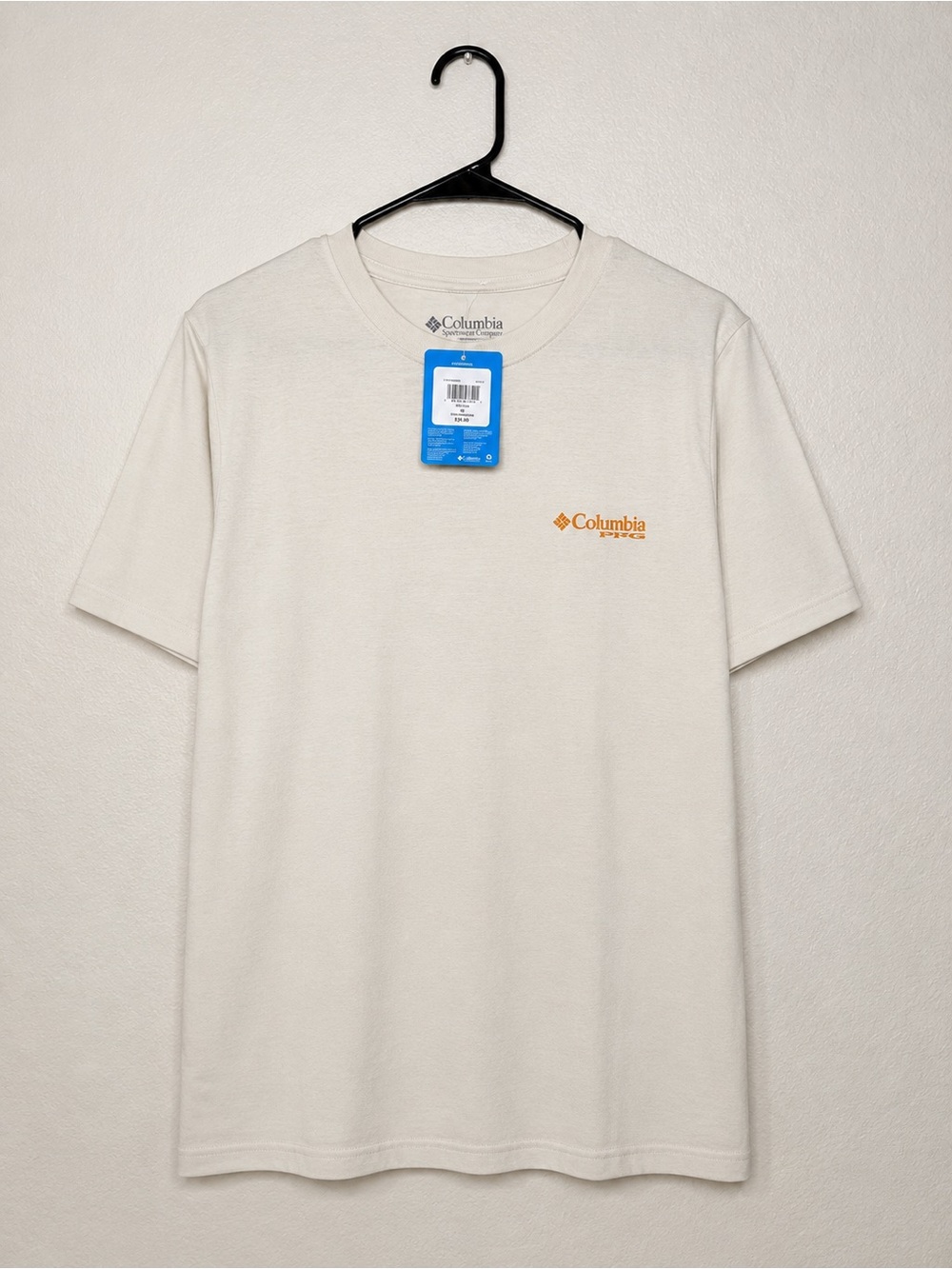 Columbia Cream Short Sleeve Tee with Orange Logo